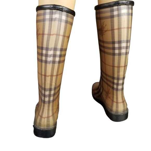 Burberry Haymarket Check Pattern Rubber Rain Boots size 9.5 womens - Picture 3 of 12